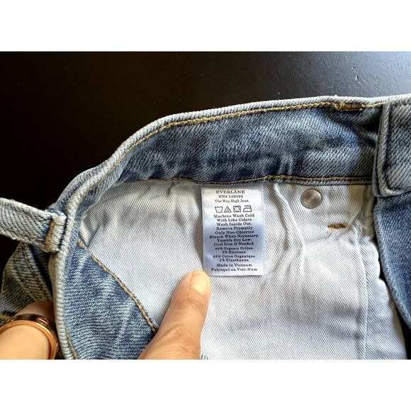 EVERLANE The Way High Jeans, Straight Leg, Women, Washed Blue, Size 26, Zip Fly - Picture 8 of 14